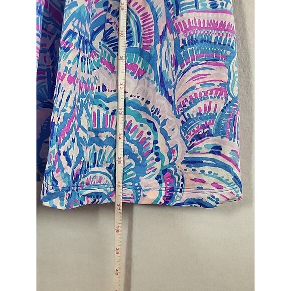 Lilly Pulitzer Billie Ruffle Shift Dress M Blue Happy As A Clam Halter Pima Cott - Picture 6 of 11